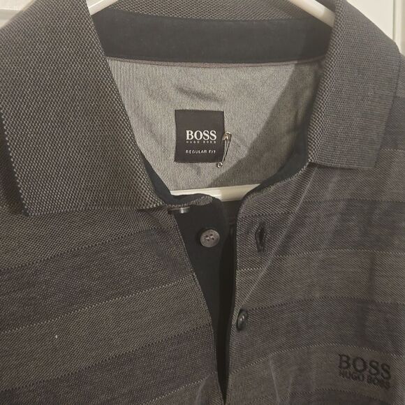 BOSS Men's Striped Gray Polo Shirt - Picture 3 of 4